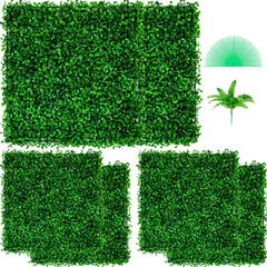 VEVOR Artificial Boxwood Panel UV 6pcs Boxwood Hedge Wall Panels, Artificial Grass Backdrop Wall 20" X 20" 4 cm Green