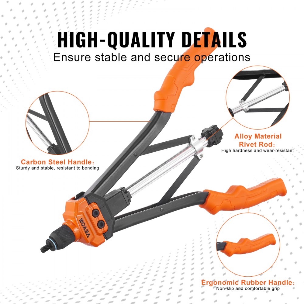 VEVOR Rivet Nut Tool, 16 inch Rivnut Tool Kit with 13PCS Metric and SAE Mandrels, 186PCS Rivet Nuts, Semi-auto