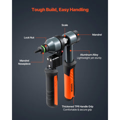 VEVOR Rivet Nut Tool Kit, 9-Inch Ratchet Rivnut Tool Kit, with 10 Mandrels and 100 Nuts, Metric and SAE Size M5, M6