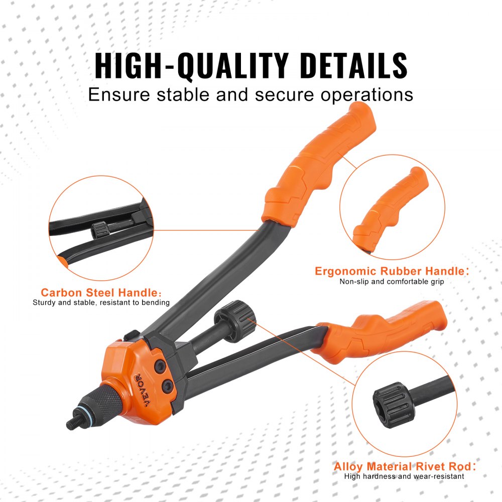 VEVOR 16" Rivet Nut Tool, Labor-Saving Rivnut Tool Kit with 13PCS Metric & SAE Mandrels, 186PCS Rivet Nuts,M3, M4, M5