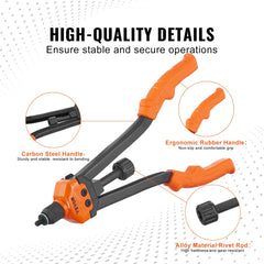 VEVOR 16" Rivet Nut Tool, Labor-Saving Rivnut Tool Kit with 13PCS Metric & SAE Mandrels, 186PCS Rivet Nuts,M3, M4, M5