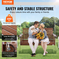VEVOR Wooden Porch Swing 5.5 ft, Patio bench swing for Courtyard & Garden, Upgraded 880 lbs Strong Load Capacity, Heavy