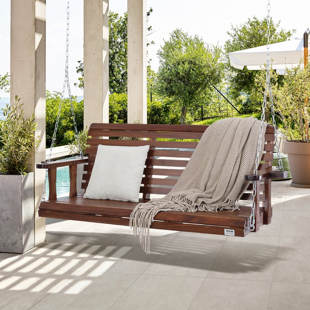 VEVOR Wooden Porch Swing 5.5 ft, Patio bench swing for Courtyard & Garden, Upgraded 880 lbs Strong Load Capacity, Heavy