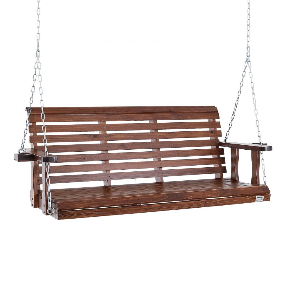 VEVOR Wooden Porch Swing 5.5 ft, Patio bench swing for Courtyard & Garden, Upgraded 880 lbs Strong Load Capacity, Heavy