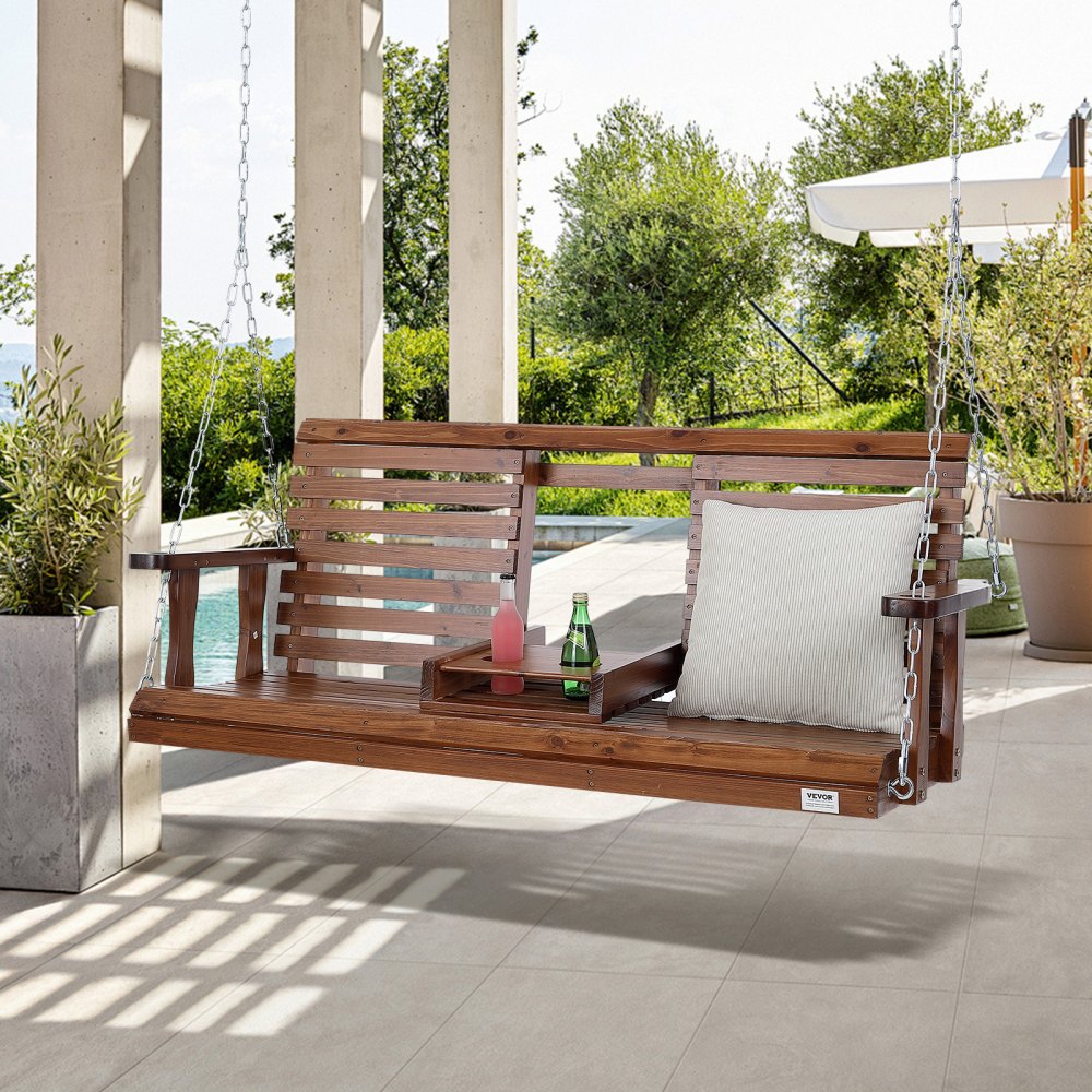 VEVOR Wooden Porch Swing 5 ft, Patio bench swing for Courtyard & Garden, Upgraded 880 lbs Strong Load Capacity, Heavy