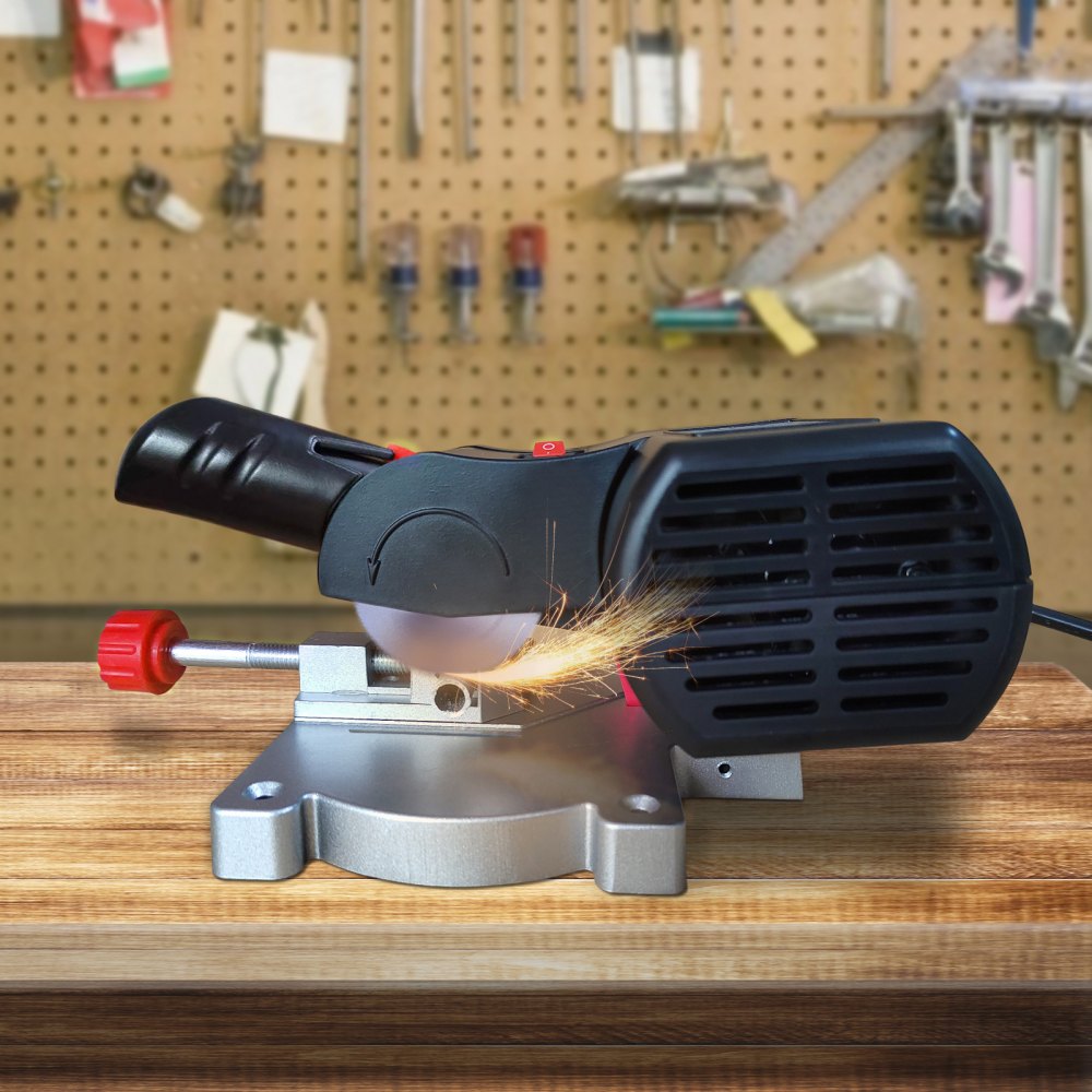 VEVOR Mini Miter Cut-off Chop Saw, Two 2-5/16" Blade of Steel and Resin with 1/2inch Cutting Depth, 0-45° Benchtop