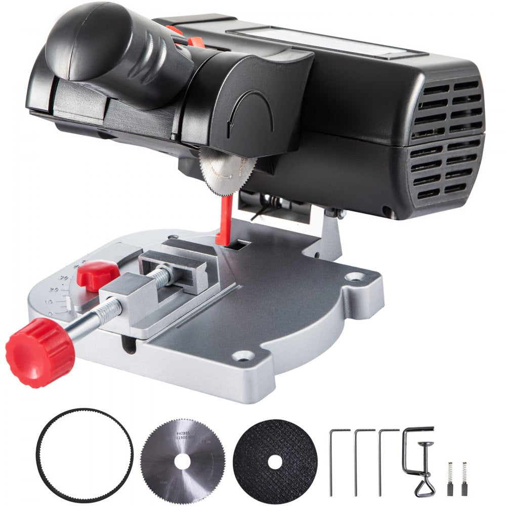 VEVOR Mini Miter Cut-off Chop Saw, Two 2-5/16" Blade of Steel and Resin with 1/2inch Cutting Depth, 0-45° Benchtop