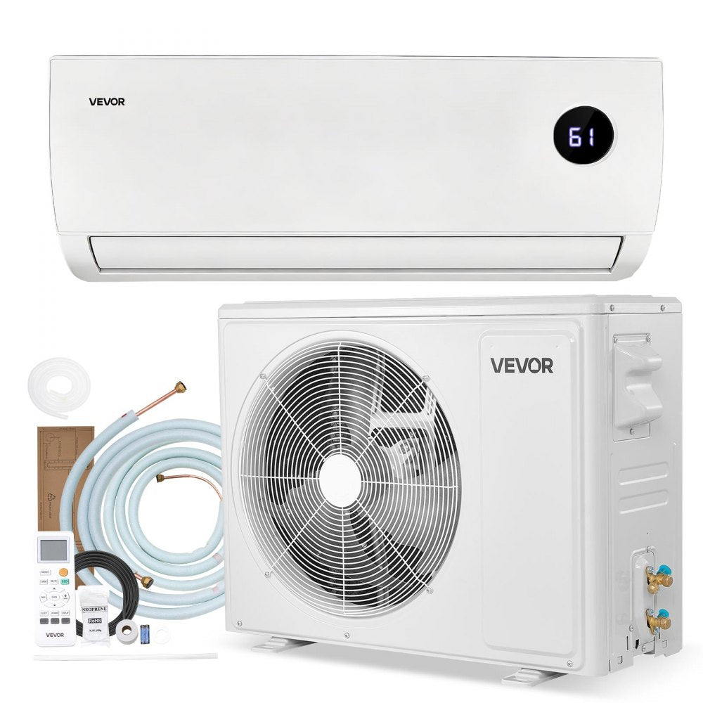 VEVOR Mini Split Air Conditioner, 12,000 BTU AC / 12,500 BTU Heat, 230V 19 SEER2 High Efficiency Energy Saving, Quiet