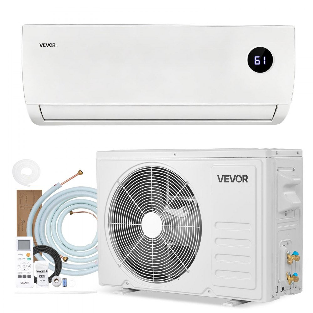 VEVOR Mini Split Air Conditioner, 9000 BTU 115V Fast Cooling & Heating, 19 SEER2 High Efficiency Energy Saving, Quiet