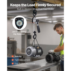 VEVOR Manual Lever Chain Hoist, 1/2T 1100LBS Capacity Heavy Duty Come Along, 20FT Lift G80 Alloy Steel Chain With Dual