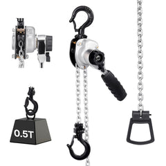 VEVOR Manual Lever Chain Hoist, 1/2T 1100LBS Capacity Heavy Duty Come Along, 20FT Lift G80 Alloy Steel Chain With Dual