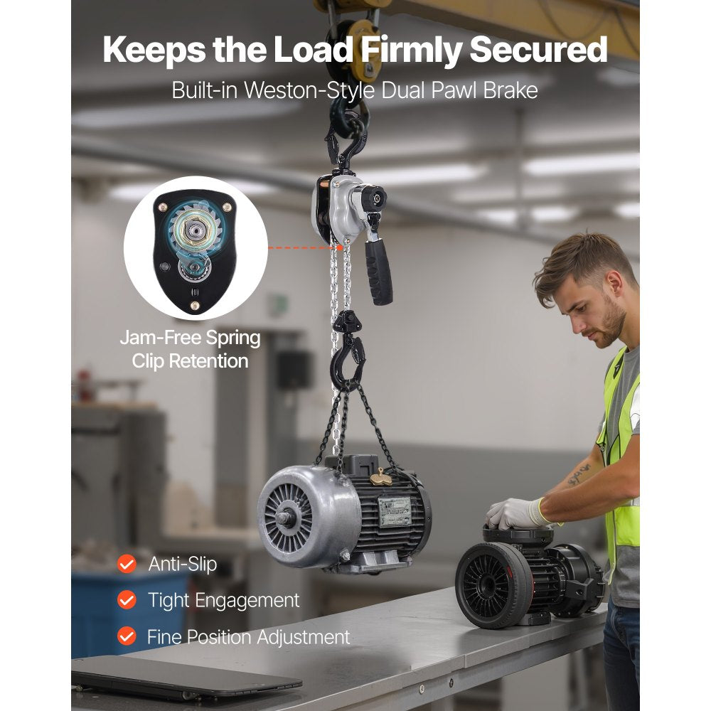 VEVOR Manual Lever Chain Hoist, 1/4T 550LBS Capacity Heavy Duty Come Along, 10FT Lift G80 Alloy Steel Chain With Dual