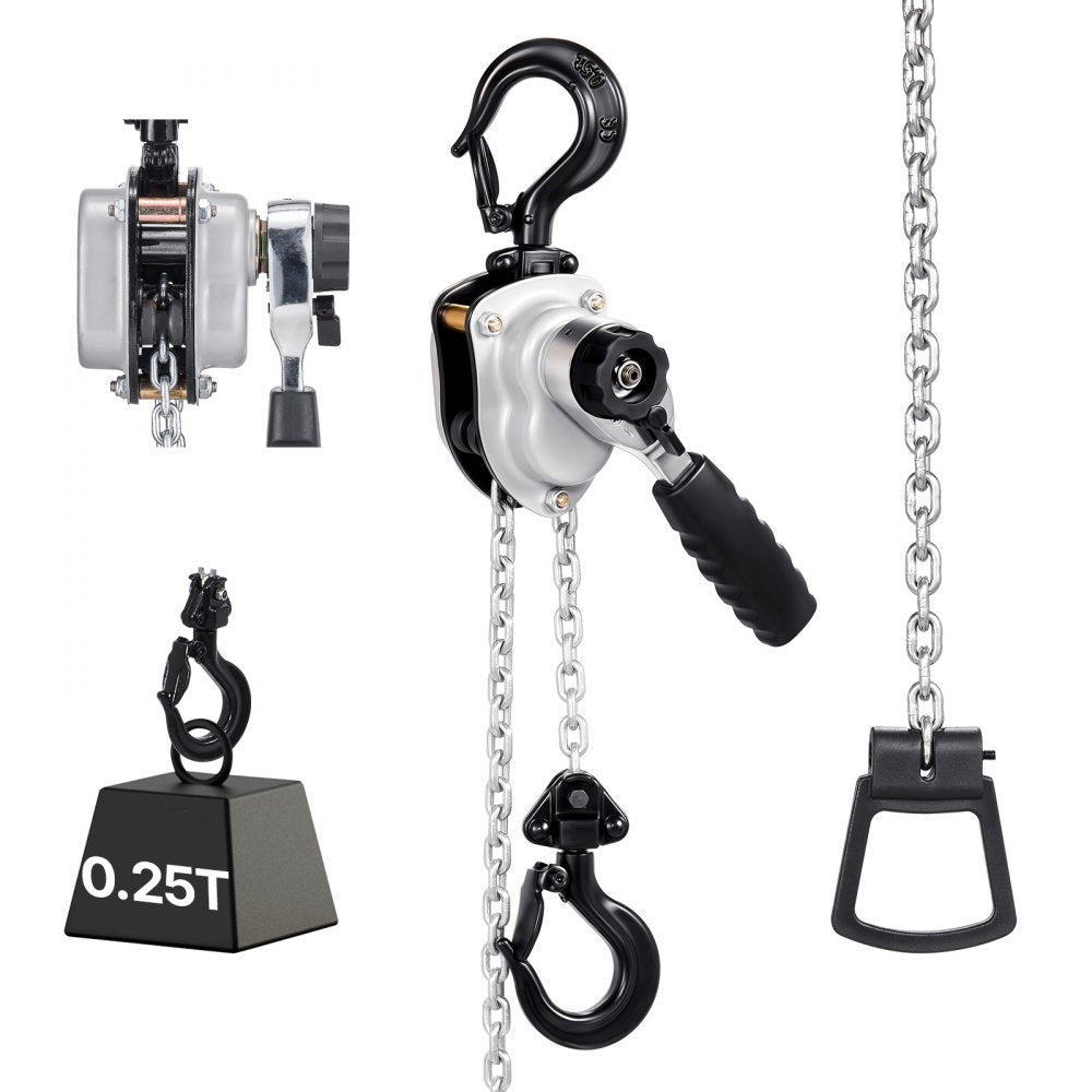 VEVOR Manual Lever Chain Hoist, 1/4T 550LBS Capacity Heavy Duty Come Along, 10FT Lift G80 Alloy Steel Chain With Dual
