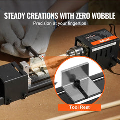 VEVOR Compact Lathe Machine, Dimensions 2.76 x 6.3 inches, 24VDC 96W, Includes Milling Machine Accessories, Features 7
