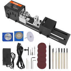 VEVOR Compact Lathe Machine, Dimensions 2.76 x 6.3 inches, 24VDC 96W, Includes Milling Machine Accessories, Features 7
