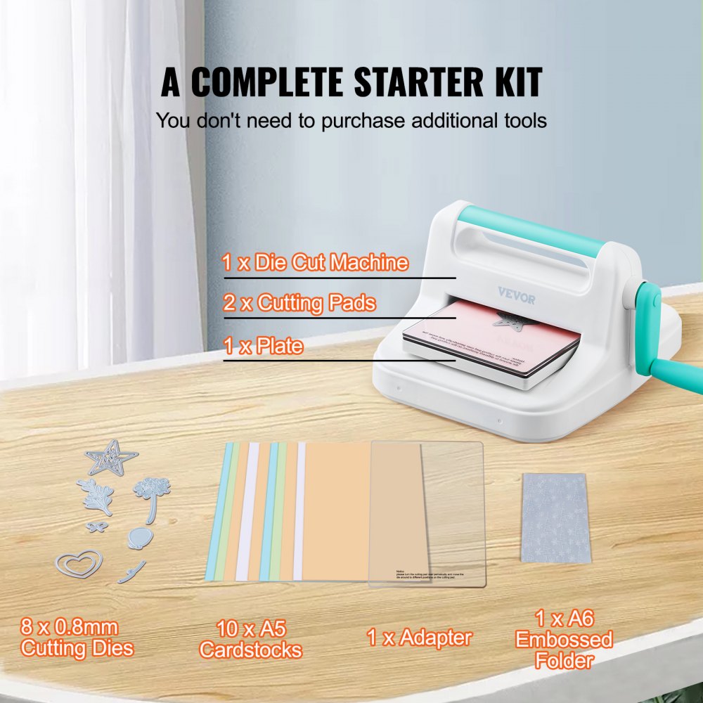 VEVOR Manual Die Cutting & Embossing Machine, Portable Cut Machines, 6 inch Opening Scrapbooking Machine Full Kit