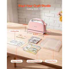 VEVOR Manual Die Cutting and Embossing Machine, 6" Opening, Portable Die Cut Machine Set with Cutting Dies, Embossing