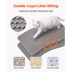VEVOR Cat Litter Mat, 24 x 15 in, Double-Layer Litter Box Mat, Non-Slip & Urine-Proof Litter-Trapping Mats for Indoor
