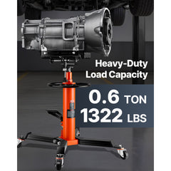 VEVOR Transmission Jack, 1322 LBS Hydraulic Telescoping Transmission Jack, 32"-67" High Lift Floor Jack Stand with Foot