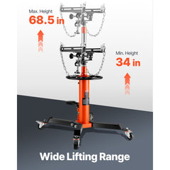 VEVOR Transmission Jack, 1322 LBS Hydraulic Telescoping Transmission Jack, 32"-67" High Lift Floor Jack Stand with Foot