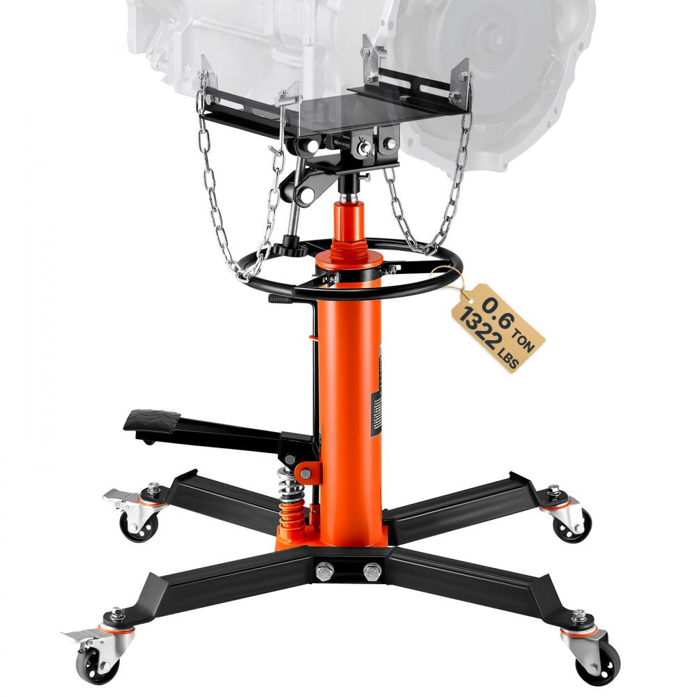 VEVOR Transmission Jack, 1322 LBS Hydraulic Telescoping Transmission Jack, 32"-67" High Lift Floor Jack Stand with Foot