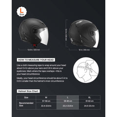 VEVOR Motorcycle Helmet, 3/4 Open Face, Adult Motocross Dirt Bike Helmet with Clear Visor, Comfortable Motorbike Racing