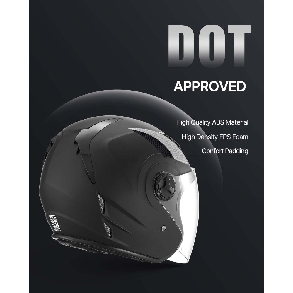 VEVOR Motorcycle Helmet, 3/4 Open Face, Adult Motocross Dirt Bike Helmet with Clear Visor, Comfortable Motorbike Racing