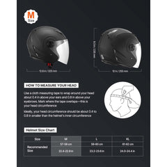 VEVOR Motorcycle Helmet, 3/4 Open Face, Adult Motocross Dirt Bike Helmet with Clear Visor, Comfortable Motorbike Racing