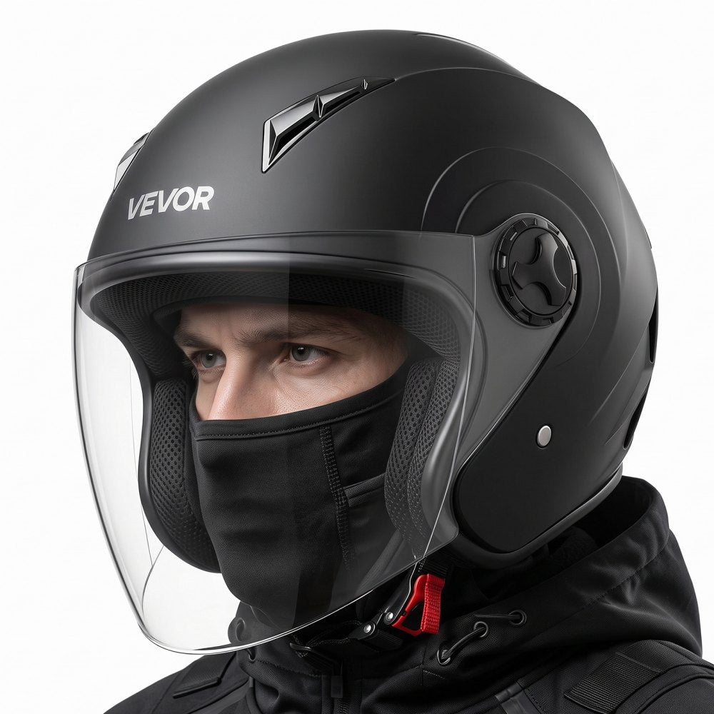 VEVOR Motorcycle Helmet, 3/4 Open Face, Adult Motocross Dirt Bike Helmet with Clear Visor, Comfortable Motorbike Racing