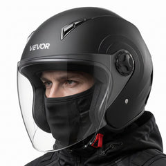 VEVOR Motorcycle Helmet, 3/4 Open Face, Adult Motocross Dirt Bike Helmet with Clear Visor, Comfortable Motorbike Racing