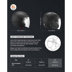 VEVOR Motorcycle Helmet, 3/4 Open Face, Adult Motocross Dirt Bike Helmet with Clear Visor, Comfortable Motorbike Racing