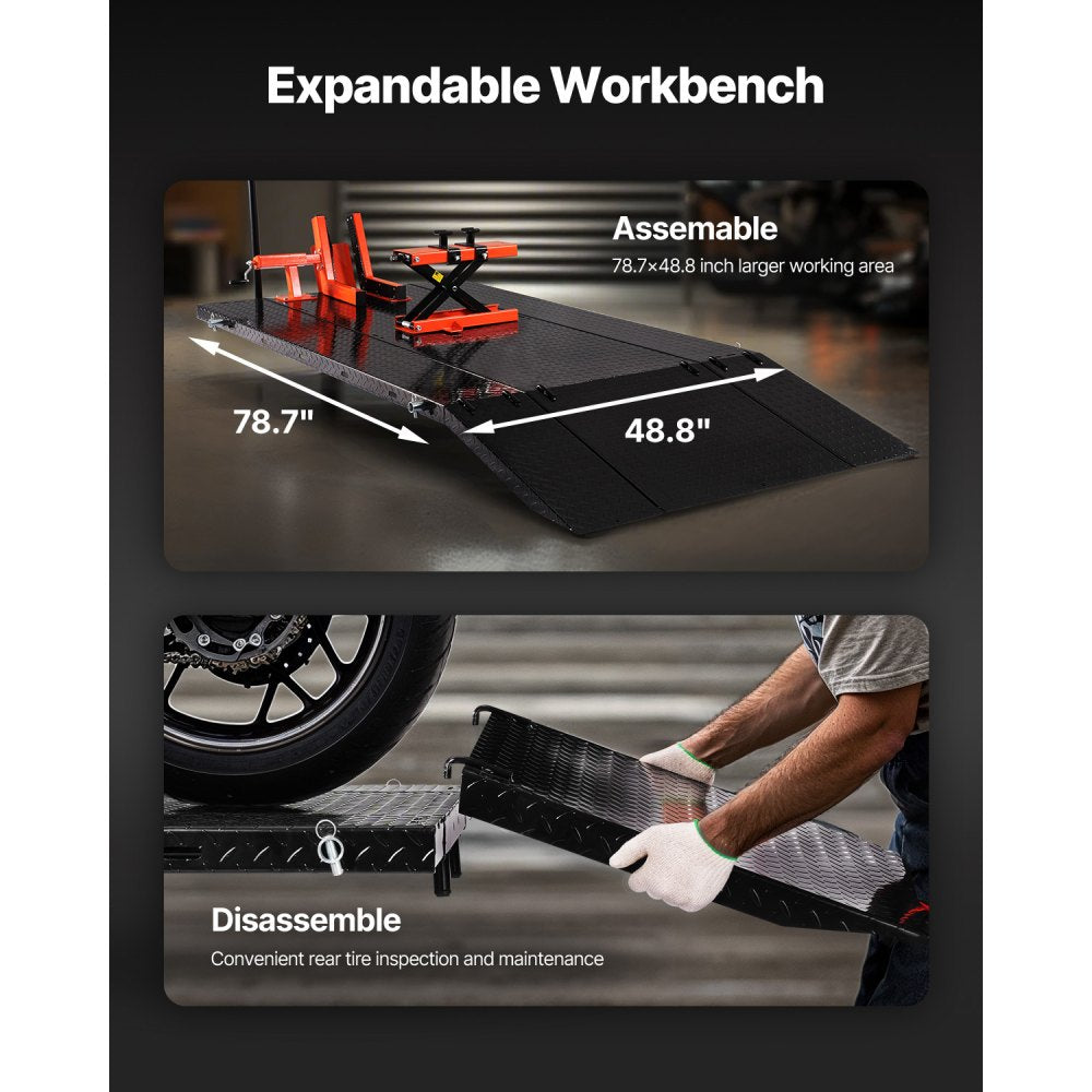 VEVOR Motorcycle Lift Table, 1500lbs Weight Capacity, Pneumatic Motorcycle Jack, 8.6-31 in Height Range, Heavy Duty