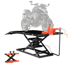 VEVOR Motorcycle Lift Table, 1500lbs Weight Capacity, Pneumatic Motorcycle Jack, 8.6-31 in Height Range, Heavy Duty