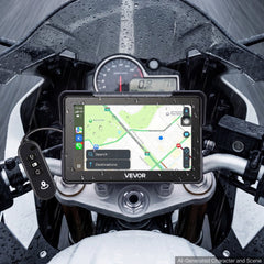 VEVOR 7 Inch Wireless Motorcycle Carplay with Apple Carplay & Android Auto, HD Touchscreen GPS Navigation System with