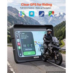 VEVOR 7 Inch Wireless Motorcycle Carplay with Apple Carplay & Android Auto, HD Touchscreen GPS Navigation System with