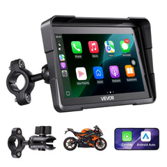 VEVOR 7 Inch Wireless Motorcycle Carplay with Apple Carplay & Android Auto, HD Touchscreen GPS Navigation System with