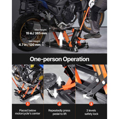 VEVOR Steel Hydraulic Motorcycle Jack Stand, 1500 LBS ATV Scissor Lift Jack, 4.7"-15" Scissor Lift Jack Stand with 4