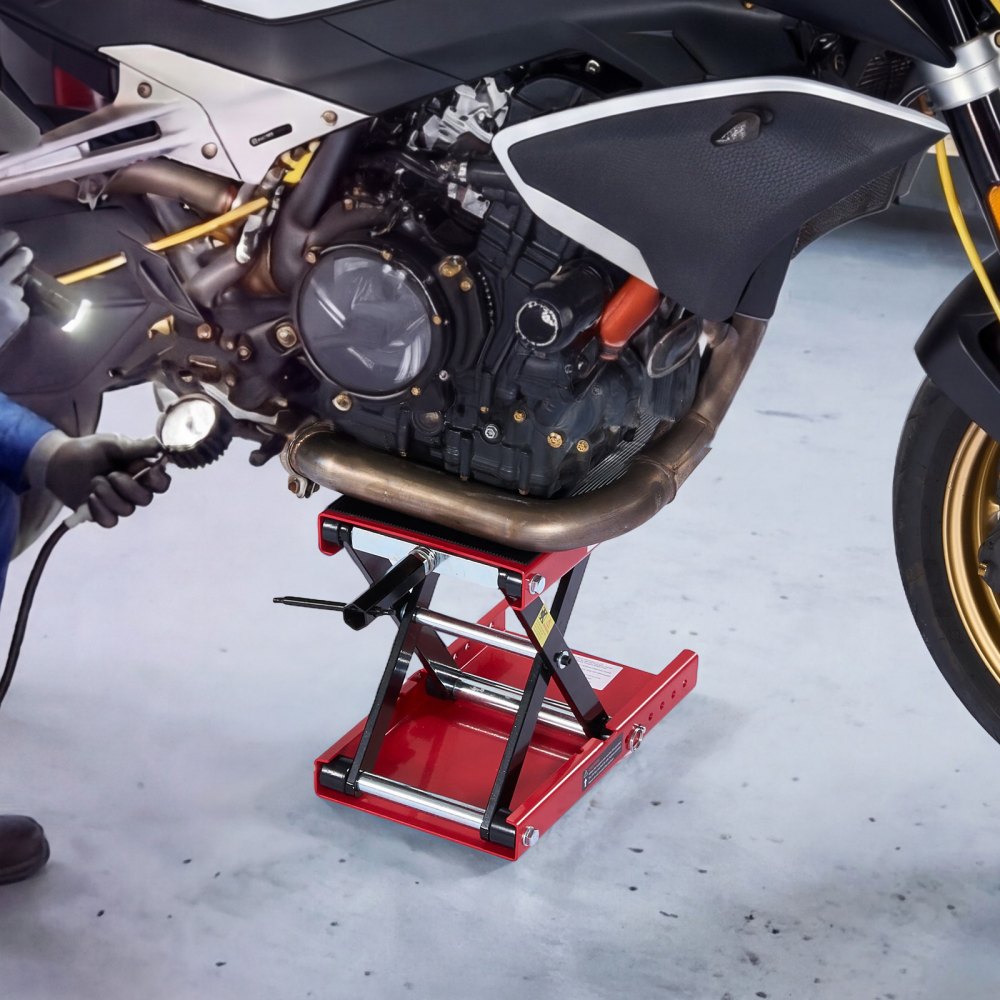 VEVOR Motorcycle Lift, 1100 lbs Motorcycle Scissor Lift Jack with Wide Deck & Lock Pin, 3.74"-13.38" Center Hoist Crank