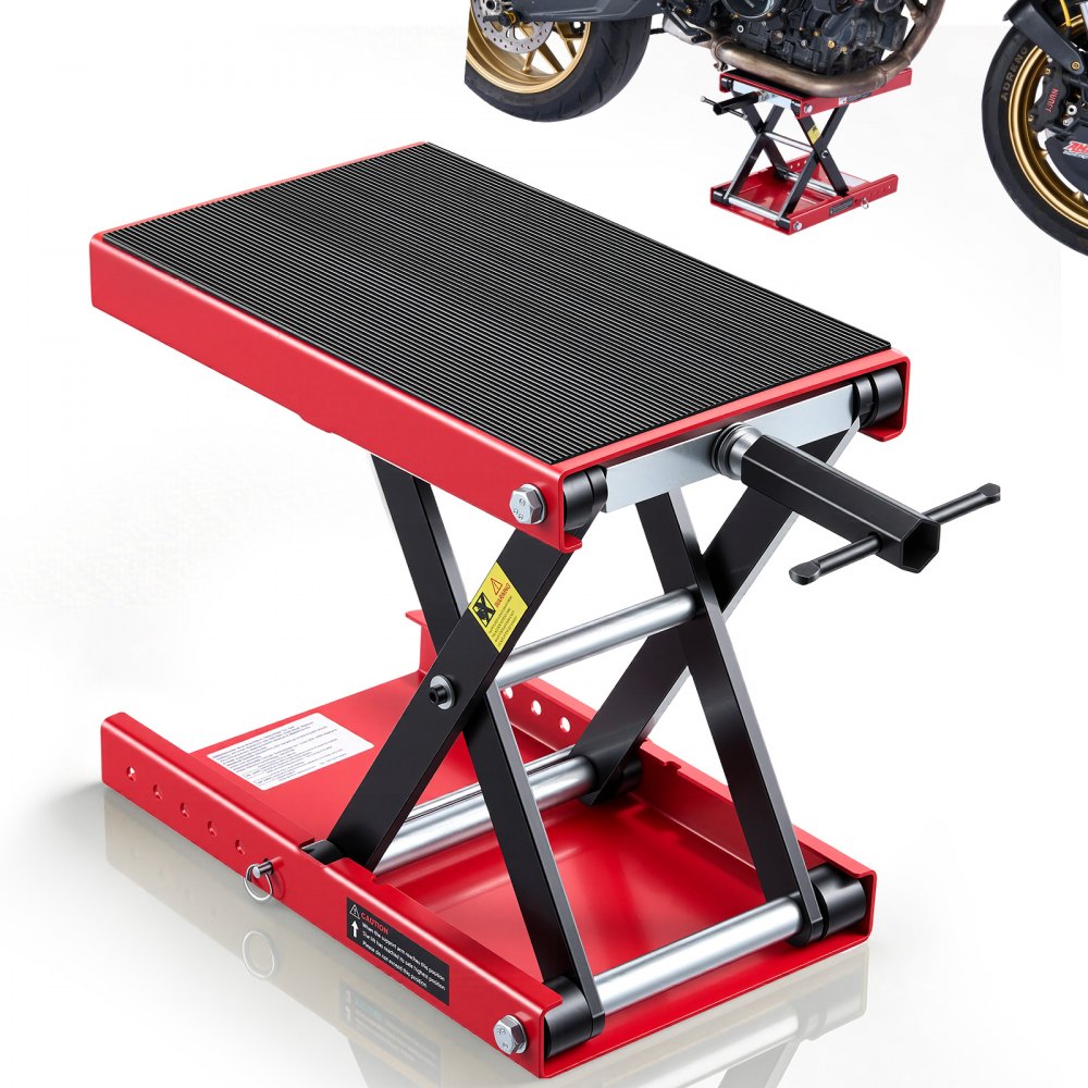 VEVOR Motorcycle Lift, 1100 lbs Motorcycle Scissor Lift Jack with Wide Deck & Lock Pin, 3.74"-13.38" Center Hoist Crank