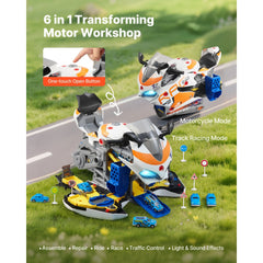 VEVOR Motorcycle Engine Toy, 25 Pieces, Motorcycle Mechanic Toy with Removable Parts, Lights & Sounds, Simulated Riding