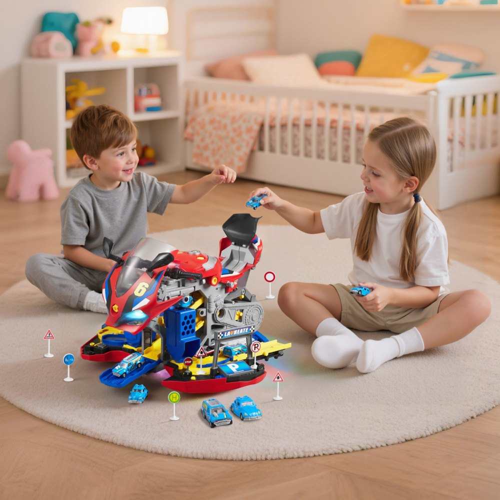 VEVOR Motorcycle Engine Toy, 25 Pieces, Motorcycle Mechanic Toy with Removable Parts, Lights & Sounds, Simulated Riding