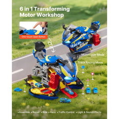 VEVOR Motorcycle Engine Toy, 25 Pieces, Motorcycle Mechanic Toy with Removable Parts, Lights & Sounds, Simulated Riding