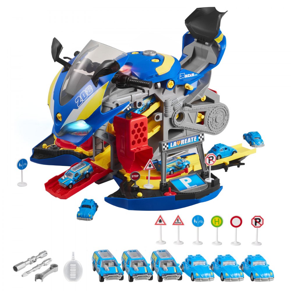 VEVOR Motorcycle Engine Toy, 25 Pieces, Motorcycle Mechanic Toy with Removable Parts, Lights & Sounds, Simulated Riding