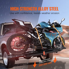 VEVOR Motorcycle Carrier, 600 LBS Steel Motorcycle Carrier Hitch Mount with Loading Ramp, Scooter Dirt Bike Trailer