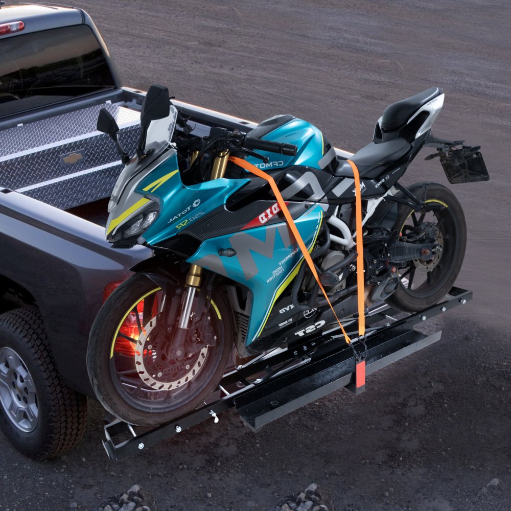VEVOR Motorcycle Carrier, 600 LBS Steel Motorcycle Carrier Hitch Mount with Loading Ramp, Scooter Dirt Bike Trailer