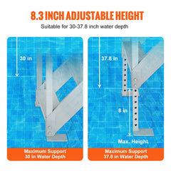 VEVOR Dock Ladder 4 Step, Dock Stairs 30''-38'' Adjustable Height, 500 lbs Load Capacity, Aluminum Pontoon Boat Ladder