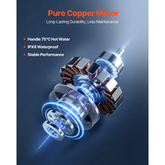VEVOR Macerator Pump, 500W, 29 GPM Flow, 26 ft/8 m Head, Macerator Sewerage Toilet Pump with 4 Water Inlets, Waste