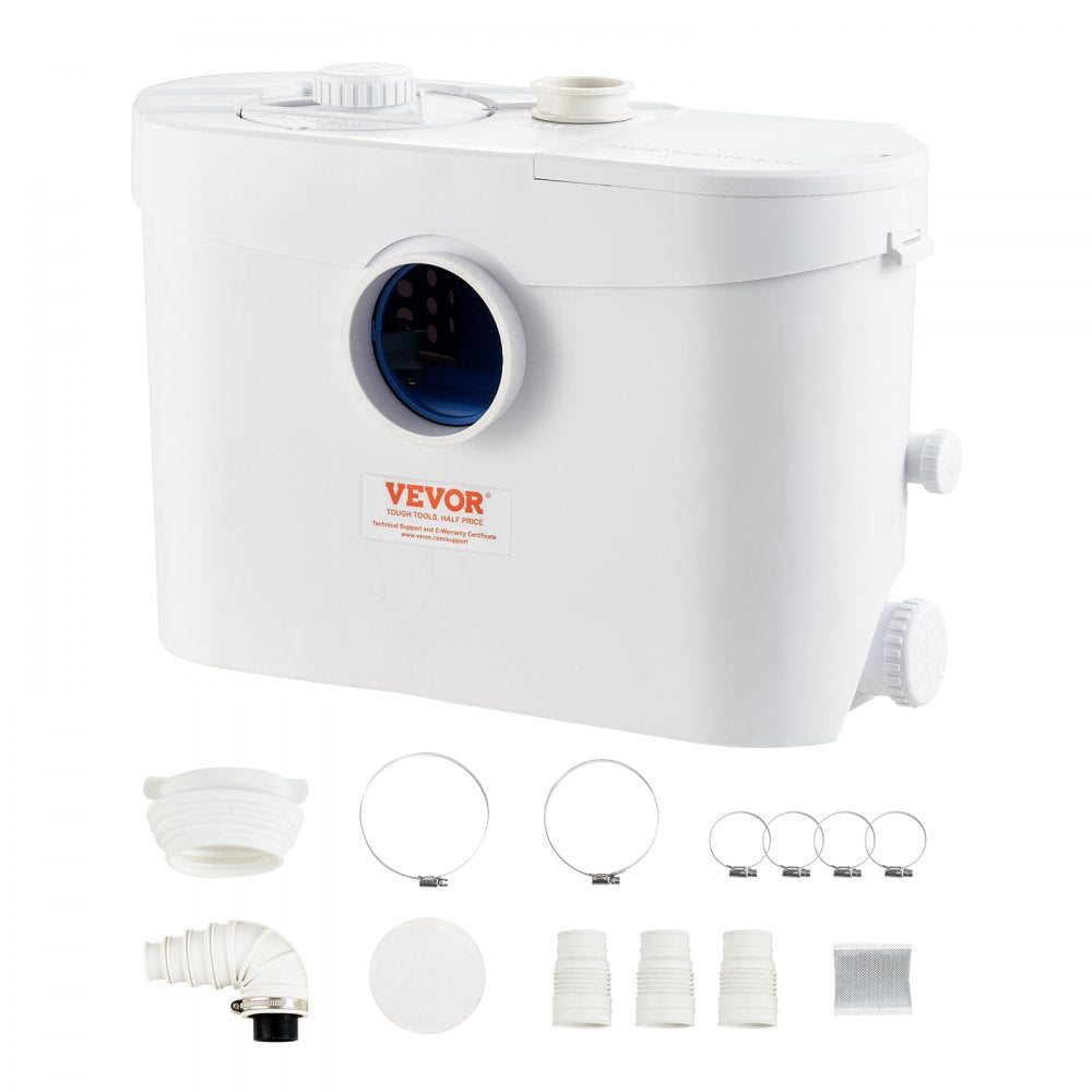 VEVOR Macerator Pump, 700W, 9600 L/h Flow, 32.8 ft/10 m Head, Macerator Sewerage Sump Pump with 3 Water Inlets for