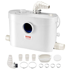VEVOR Macerator Pump, 900W, 48 GPM Flow, 40 ft/12 m Head, Macerator Sewerage Toilet Pump with 4 Water Inlets, Waste