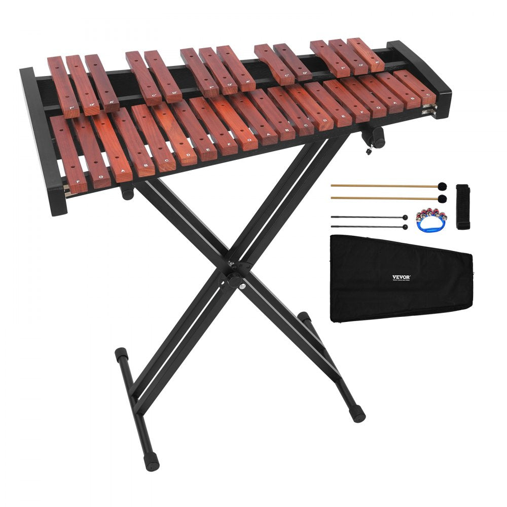 VEVOR Glockenspiel Xylophone, 32 Notes, Wooden Professional Xylophone Percussion Instrument, with Height Adjustable